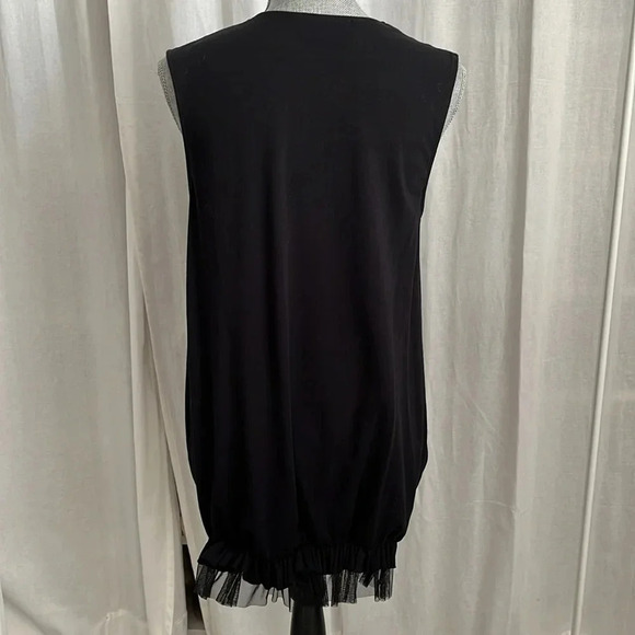 CHEPE ITALY Oversized Cotton Sleeveless Shirt Taffeta Frill , Size L - Picture 3 of 8